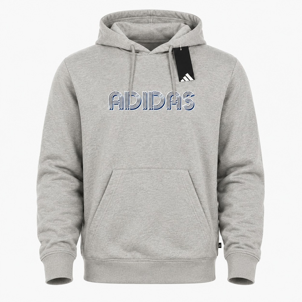 Adidas 3D Retro 70s Striped Logo Hoodie Mens LT Large Tall Gray Disco Groovy NWT